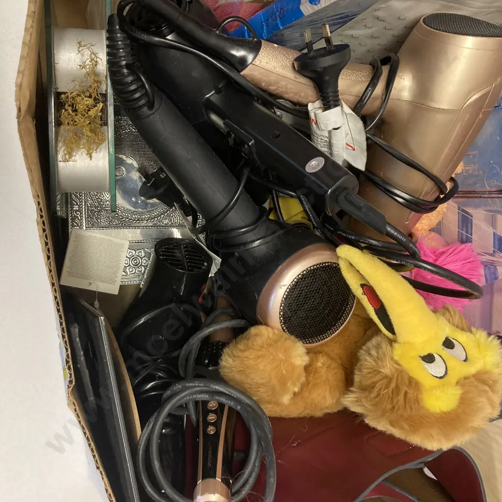 Box Lot Hand Bag, Soft Toys, Blow Wavers, Art Work Etc Image 1++